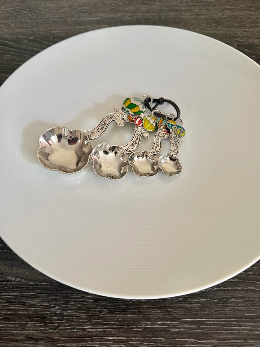 Hot Air Balloon Measuring Spoons Set of 4 Colorful Enamel Metal Nesting Spoons